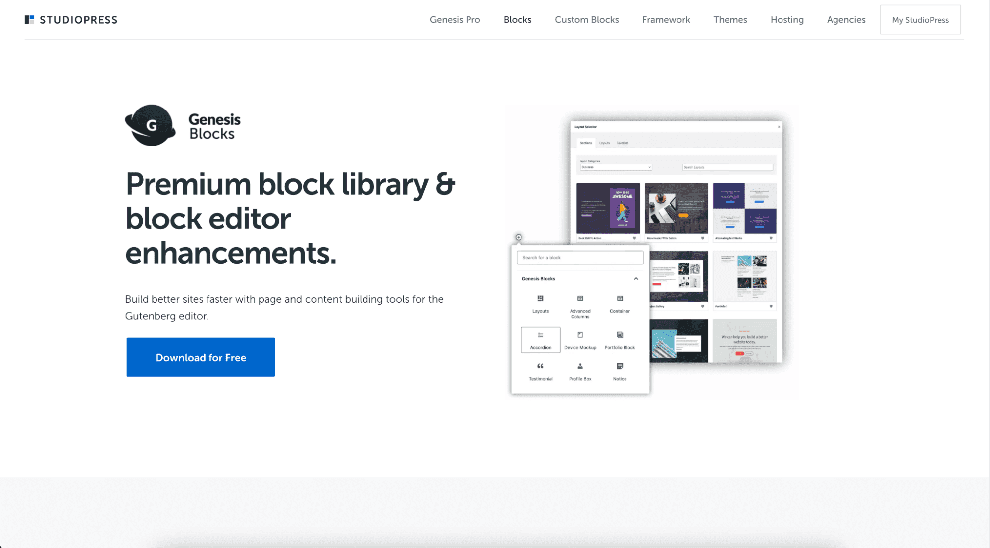 12 Best Gutenberg Plugins for WordPress 2 genesis blocks homepage