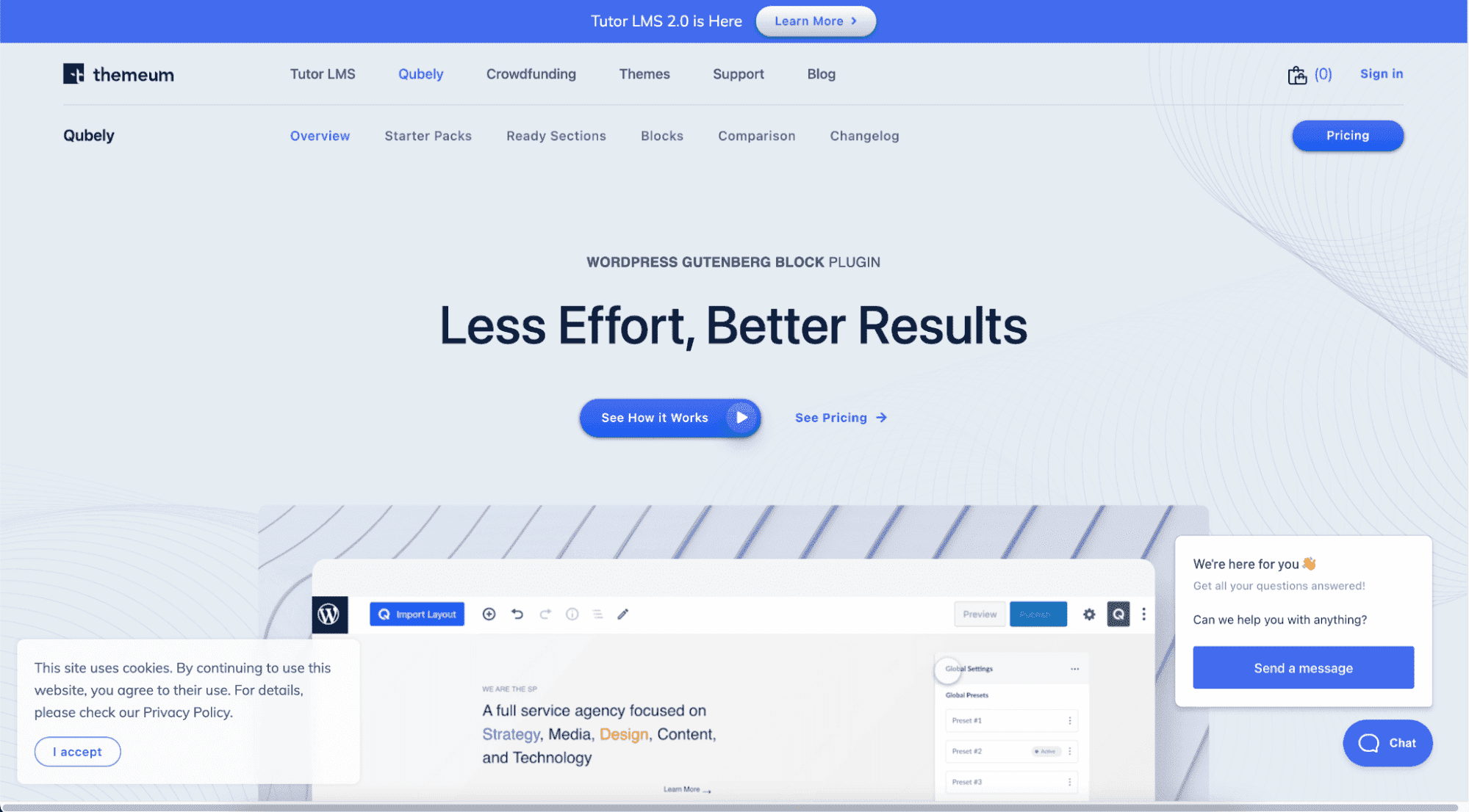 12 Best Gutenberg Plugins for WordPress 4 qubely homepage