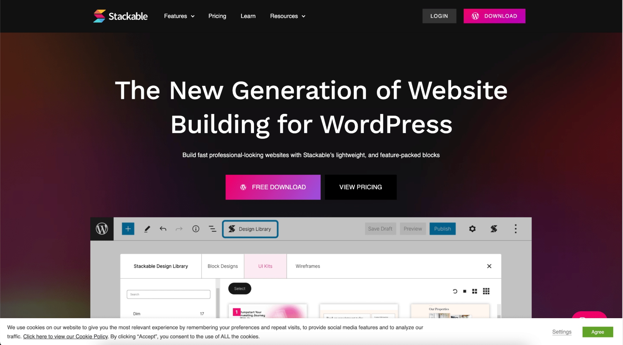 12 Best Gutenberg Plugins for WordPress 5 stackable homepage