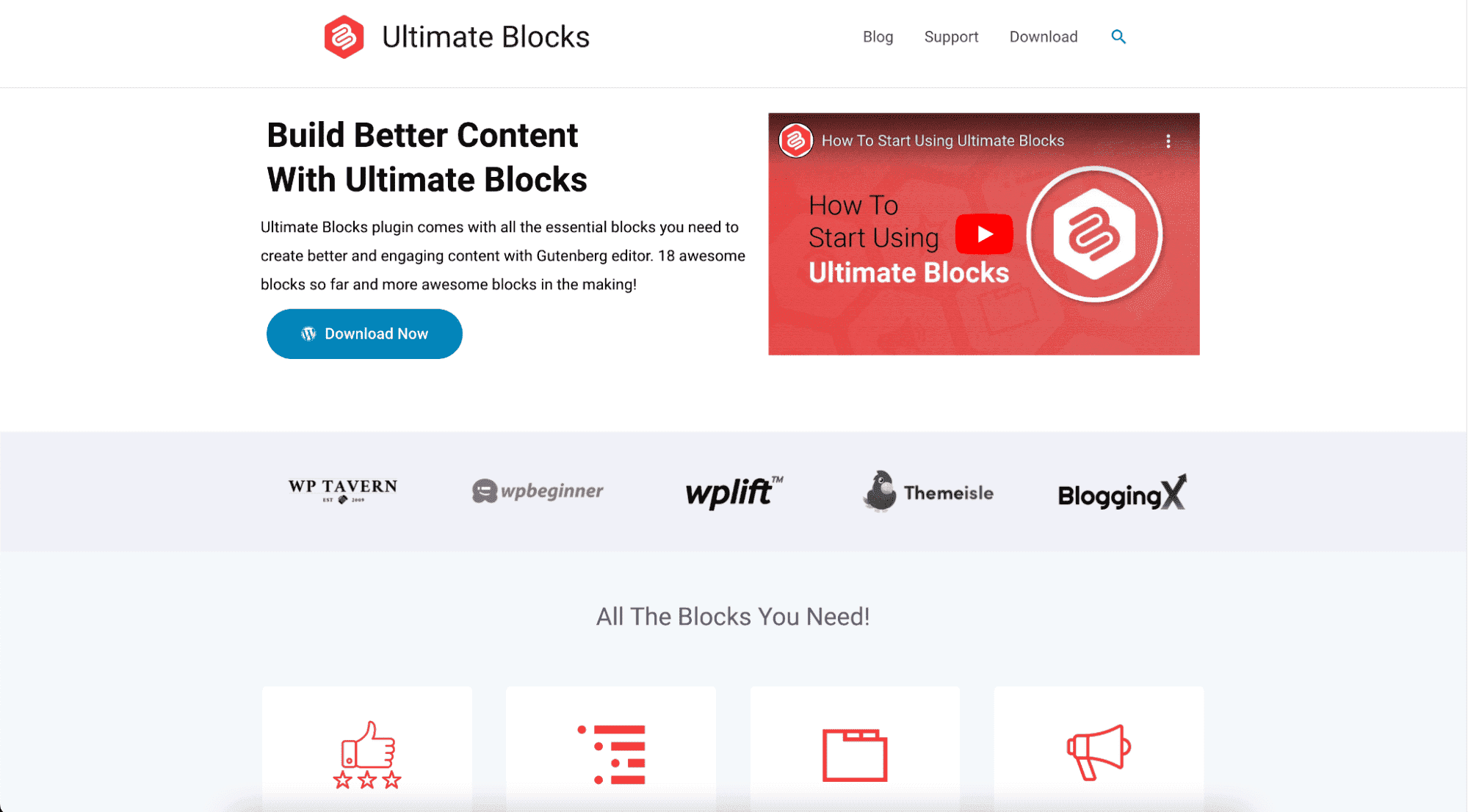 12 Best Gutenberg Plugins for WordPress 10 ultimate blocks homepage