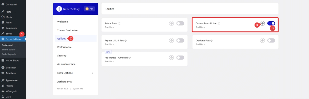 How to Upload Custom Fonts to WordPress for FREE? 1 custom upload fonts settings