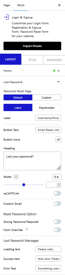 WordPress Lost your password reset screen