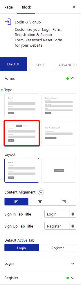 login signup login register type 2