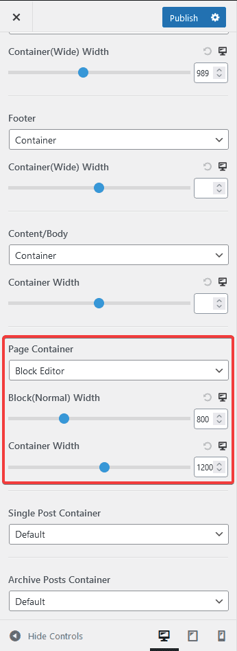 Enhance Your Website's Appearance With General Settings 3 nexter customiser container block editor