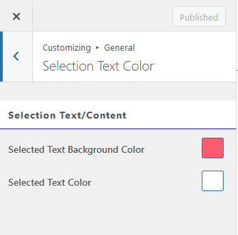 Enhance Your Website's Appearance With General Settings 10 nexter customiser selection text color