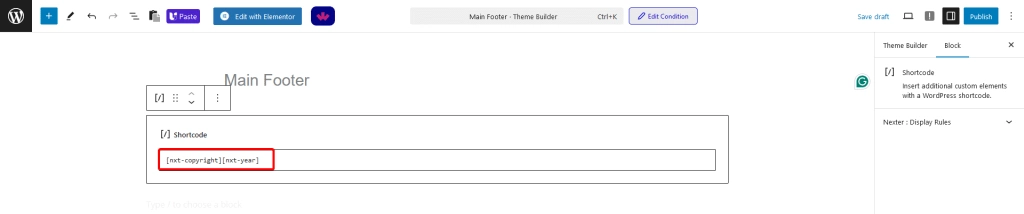 How to Create Footer Template in WordPress for Free? 1 nexter edit footer copyright