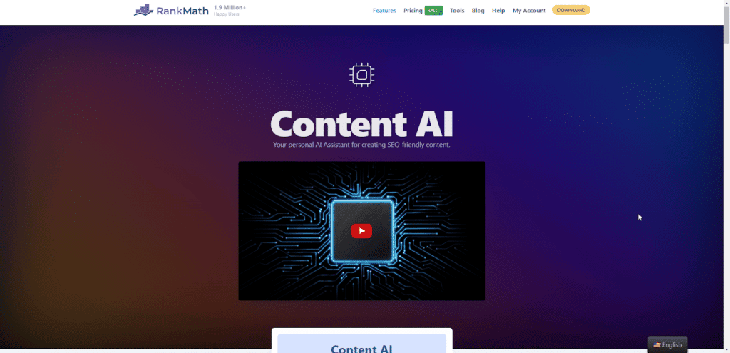 Rank Math Content AI dashboard, best WordPress SEO plugins using AI
