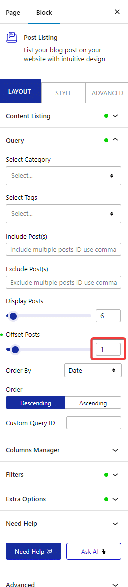 How to Hide Recent Blog Post from List in WordPress? 1 post listing layout query offset posts 1