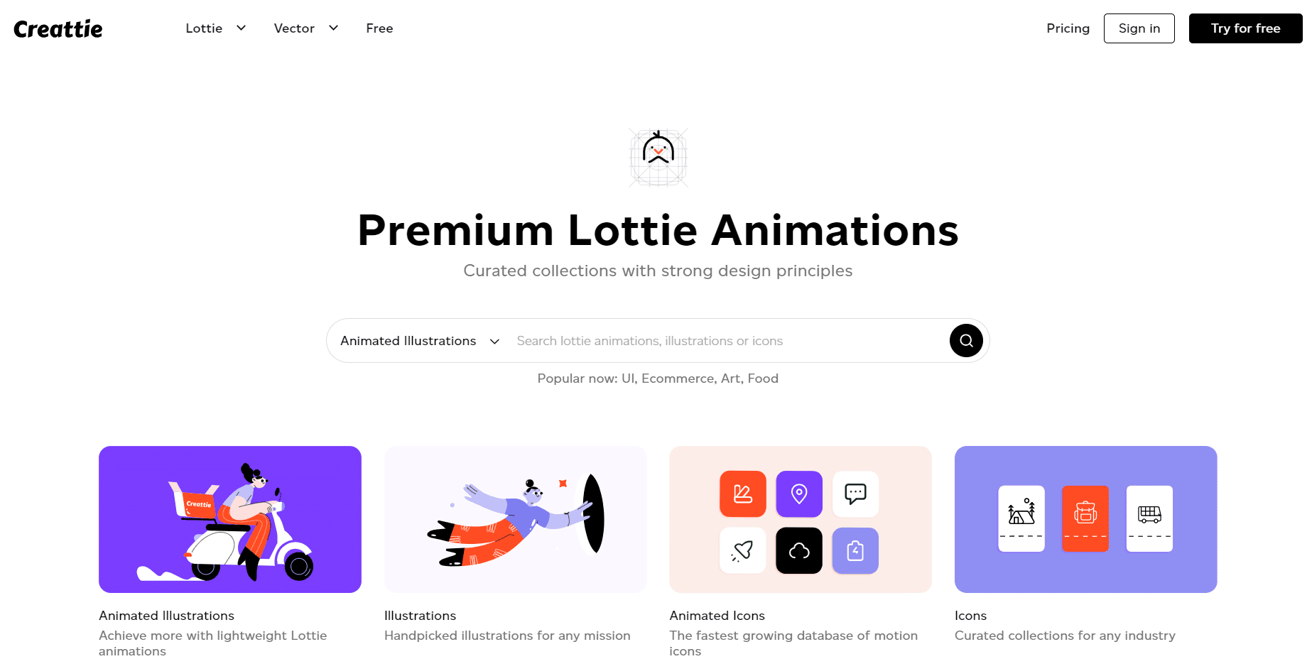 The Creattie library of Lottie animations and illustrations