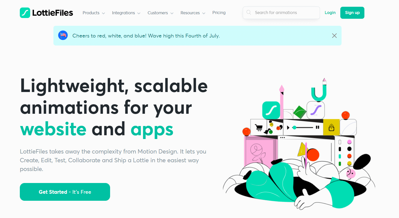 The LottieFiles library homepage for downloading Lottie animations