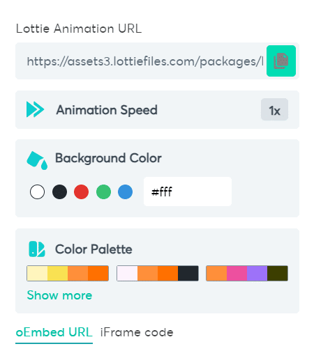 Copying the Lottie animation URL from LottieFiles