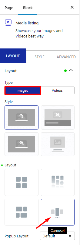 How to Create a WordPress Image Carousel? 1 media listing choose image carousel