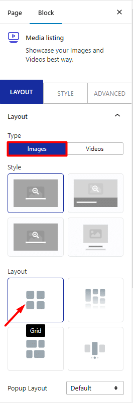 How to Create WordPress Photo Gallery Grid? 1 media listing choose image grid