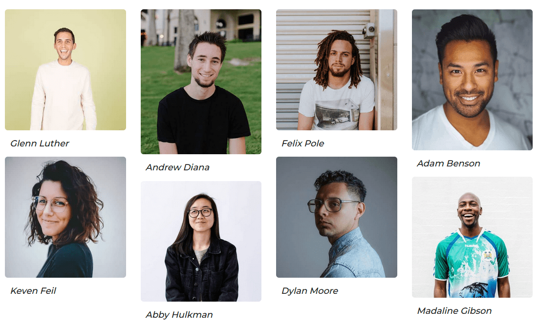 team member masonry layout demo