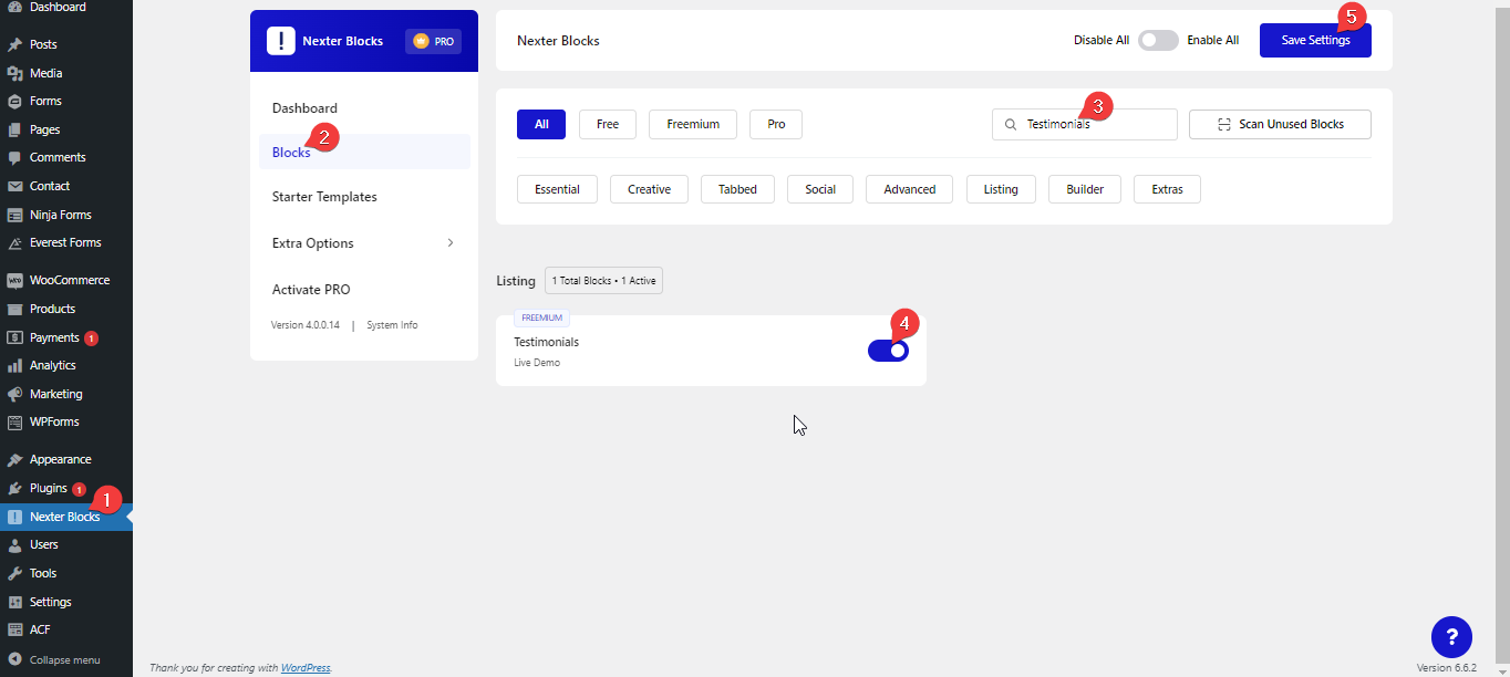 How to Add Testimonials Reviews in WordPress? 1 testimonial activation