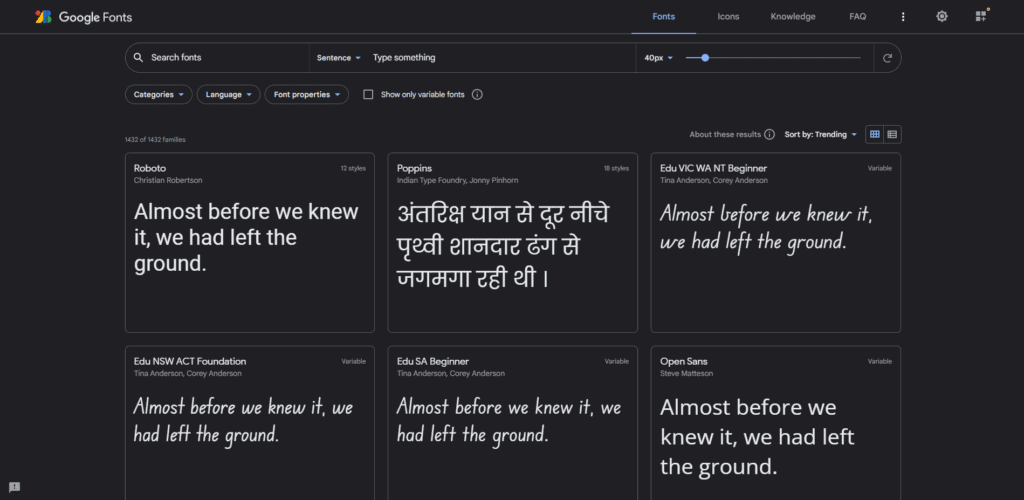 Google Fonts library used to host Google Fonts locally in WordPress