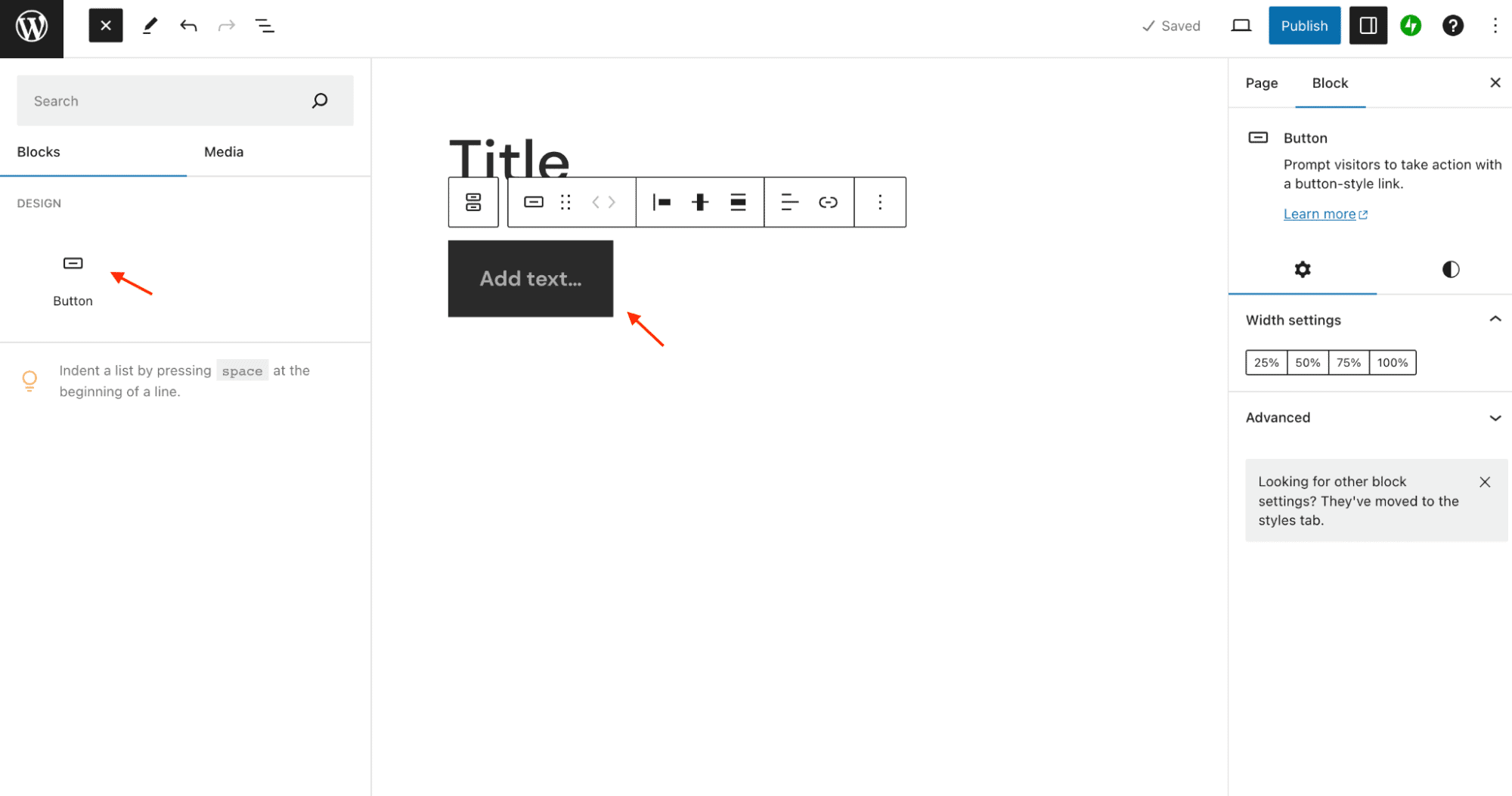 Adding a call-to-action button with the Gutenberg Buttons block