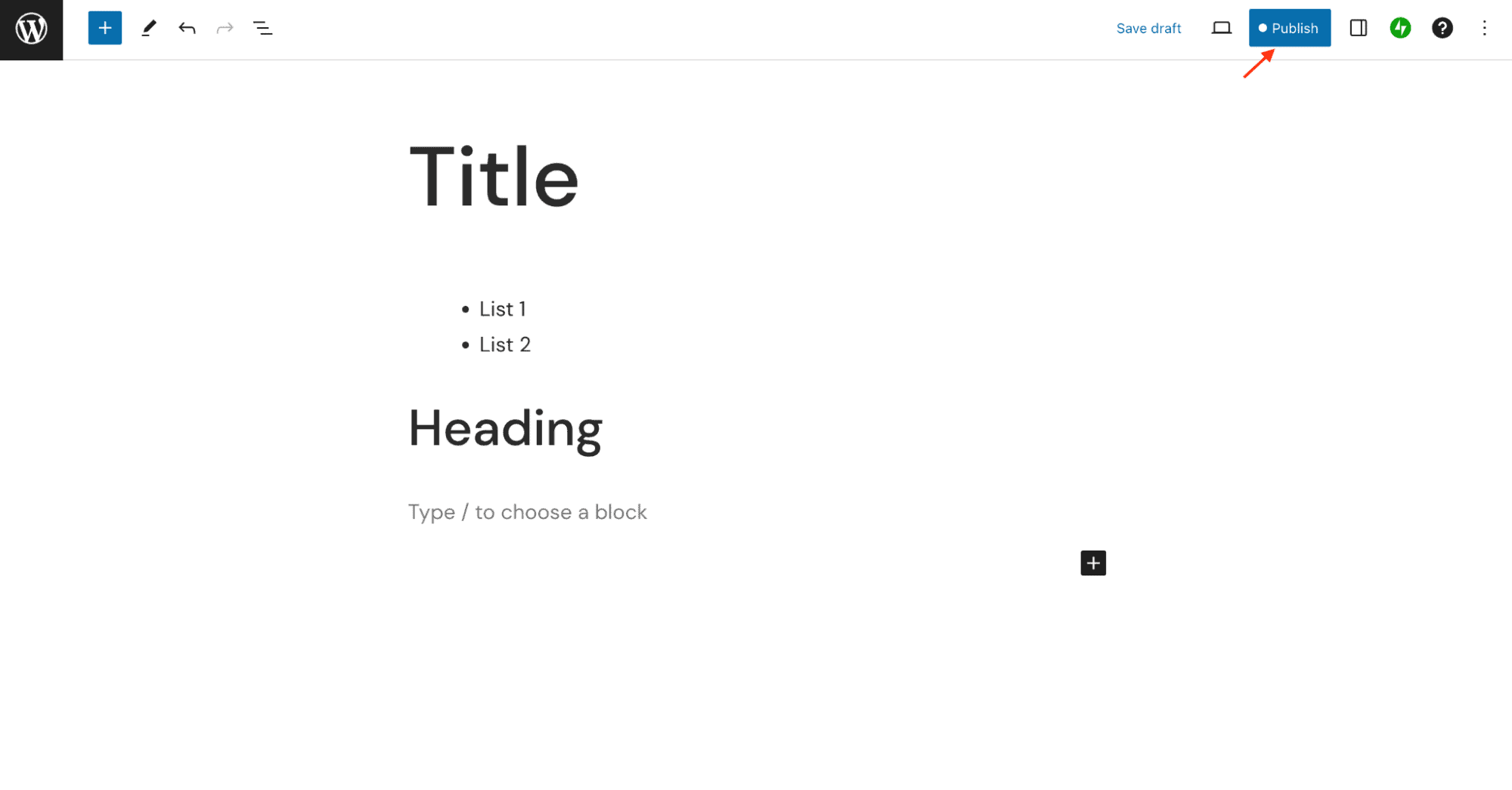 Publishing a page with the Publish button in Gutenberg
