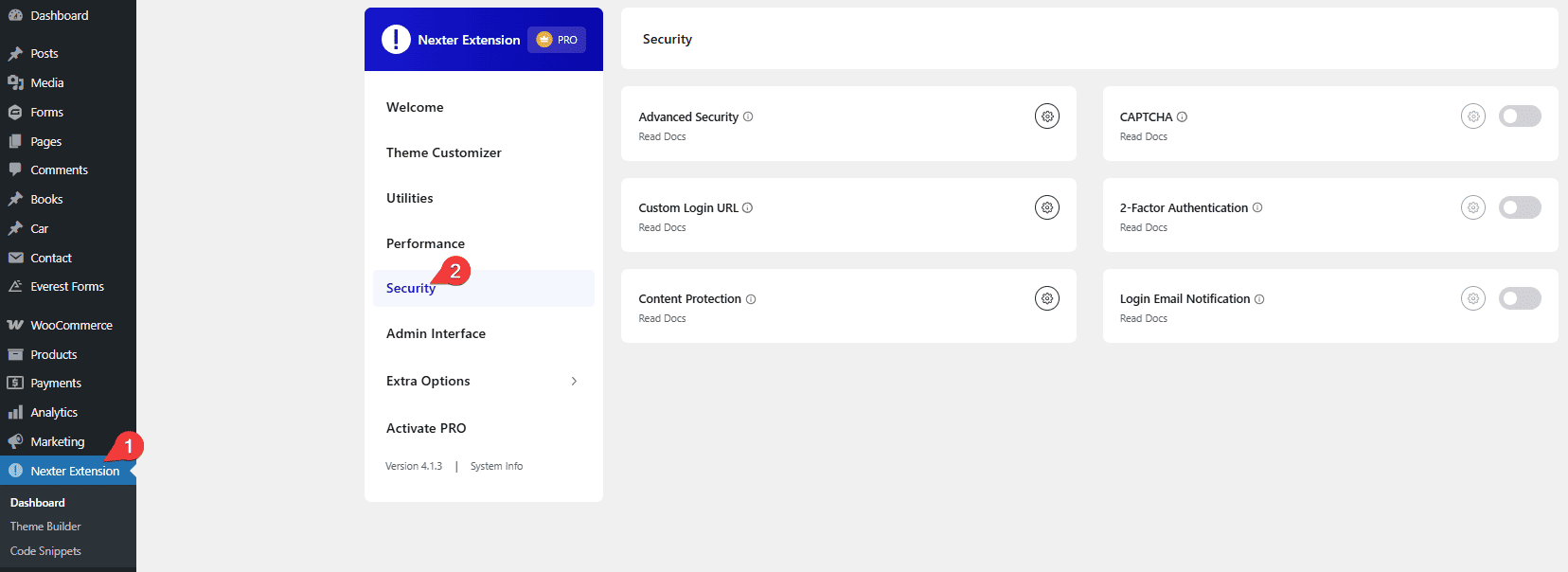 How to Use Nexter Extension With Any WordPress Theme? 5 nexter extension settings security