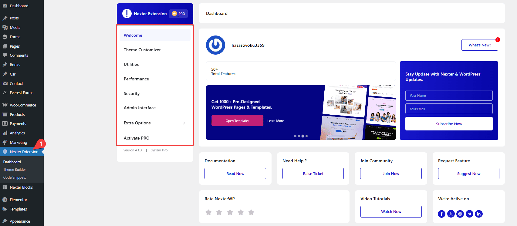 How to Use Nexter Extension With Any WordPress Theme? 2 nexter extension settings