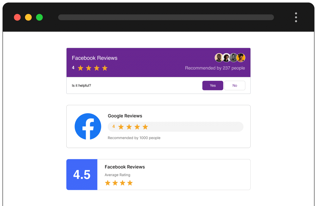 Social Reviews Block For WordPress 4 Facebook Review Badges