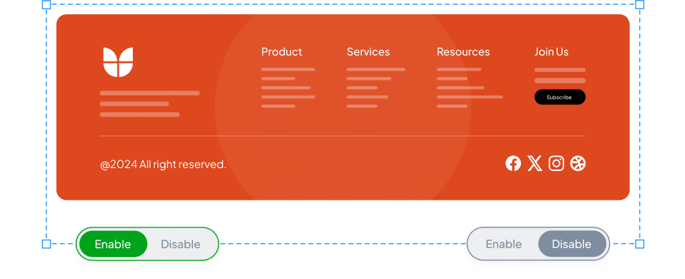 eneble disable footer