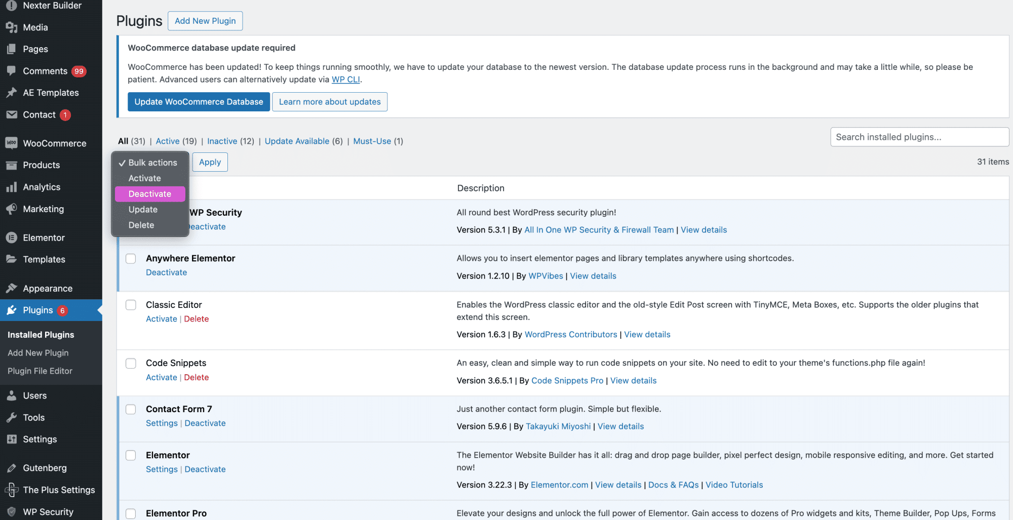 Deactivating WordPress plugins from the Plugins screen to fix a 408 error