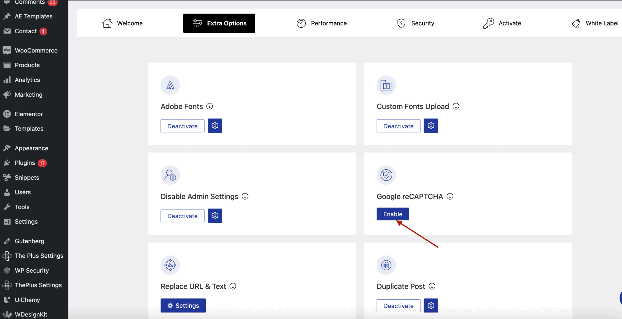 Nexter Blocks Extra Options with the Google reCAPTCHA integration enabled