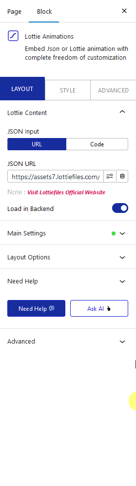 lottiefiles animation custom start end time