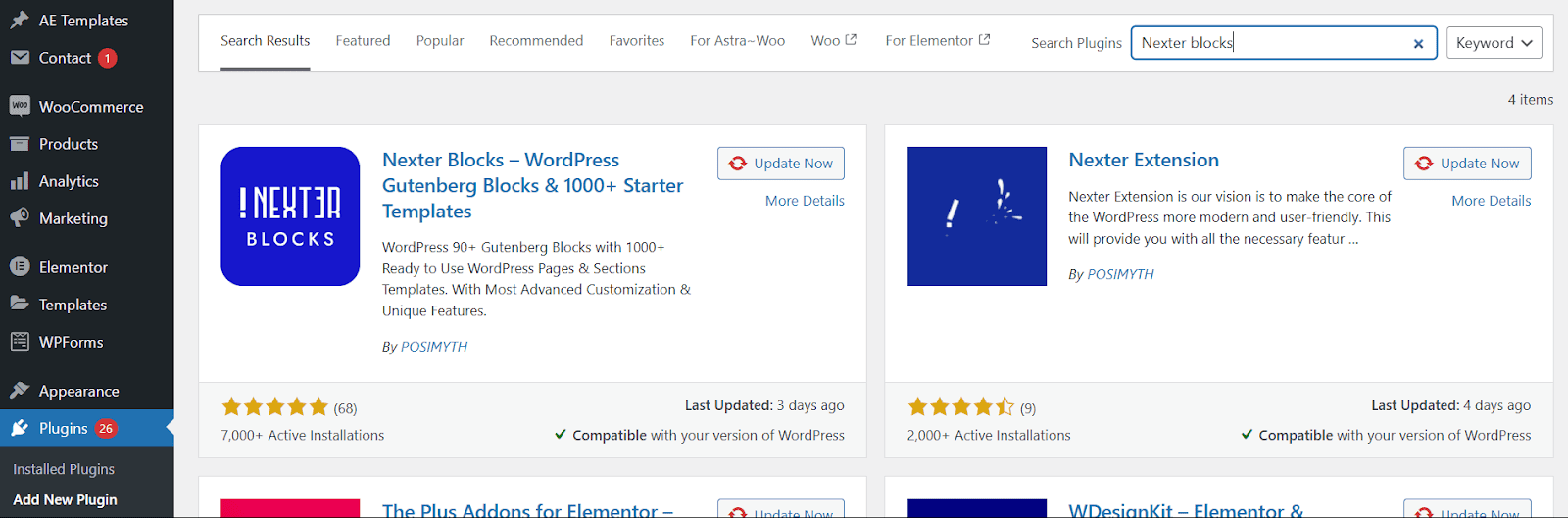 Installing and activating Nexter Blocks in WordPress dashboard