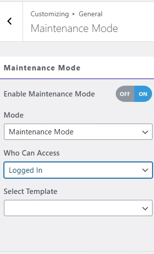 Enable Maintenance Mode