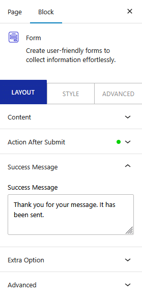 form success message