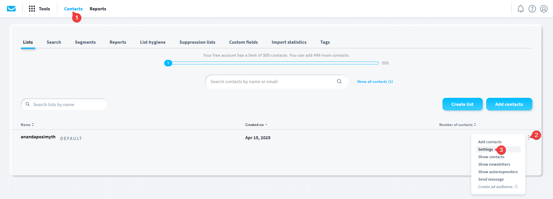 getresponse list token 1