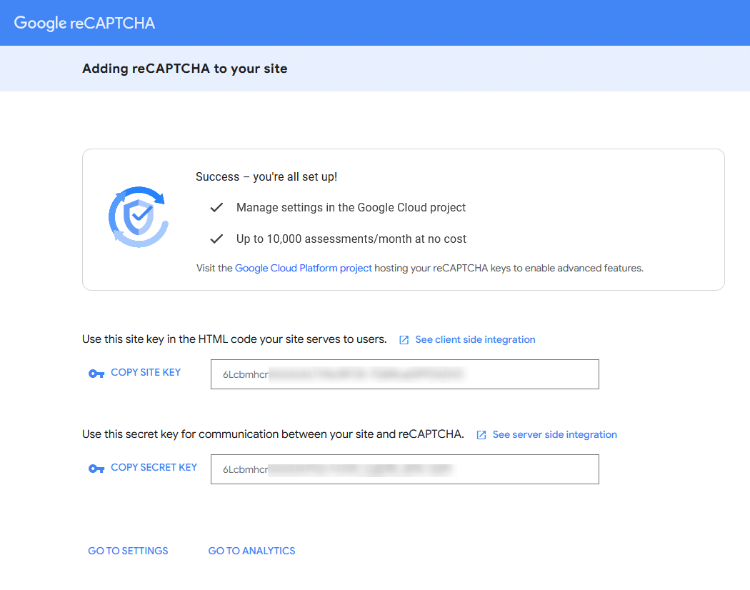 How to Add Google reCAPTCHA in WordPress Form? 2 google recaptcha key