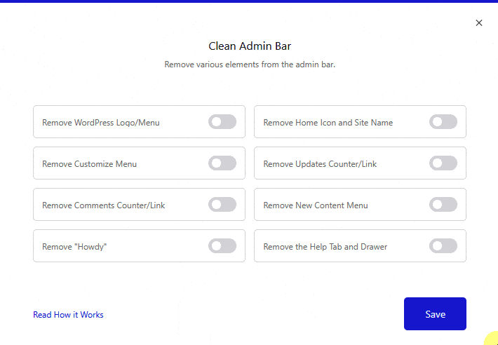 clean admin bar popup