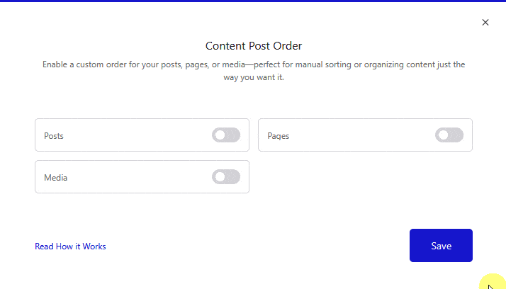 content post order popup