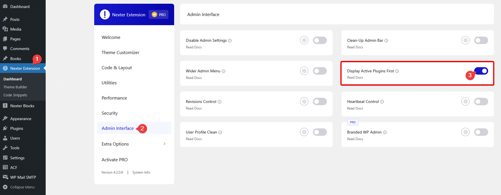 enable display active plugins first