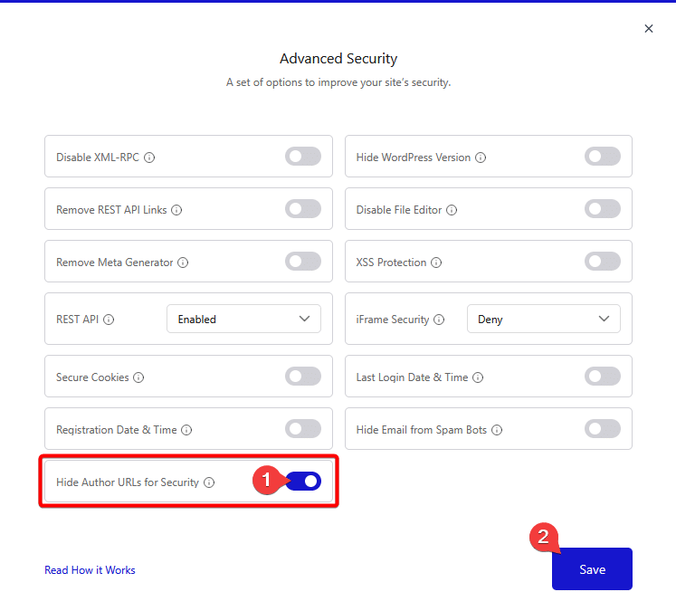 hide author urls for security