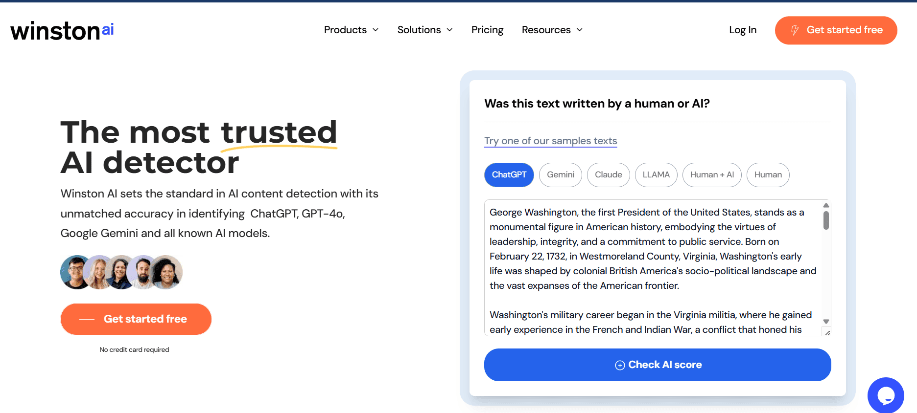 Winston AI content detection dashboard