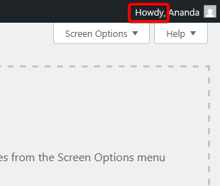 wp admin bar howdy