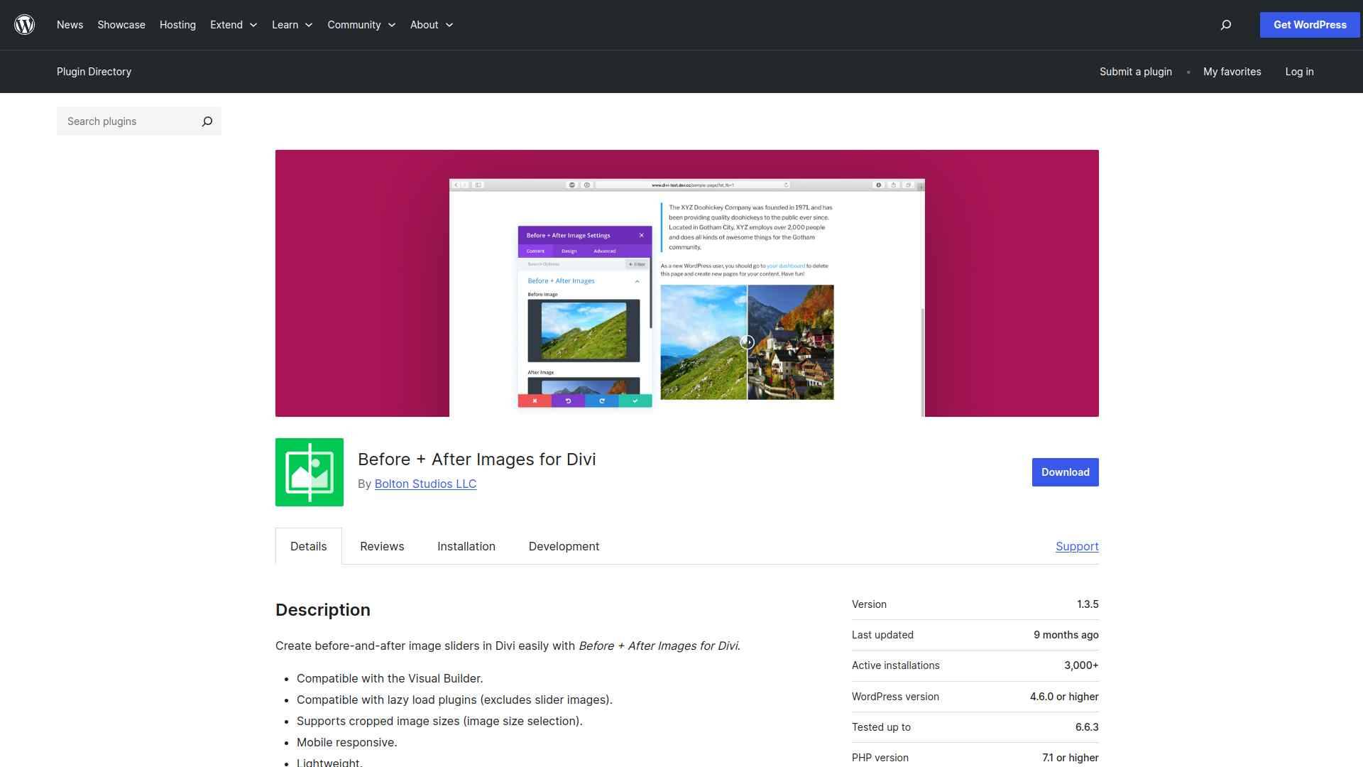 Before After Images for Divi native module in the Divi Visual Builder