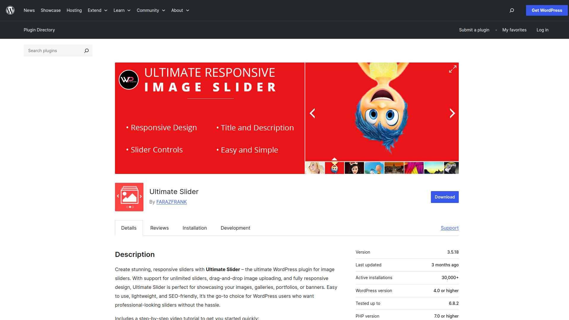Ultimate Responsive Image Slider plugin with drag-and-drop slide management and unlimited slides