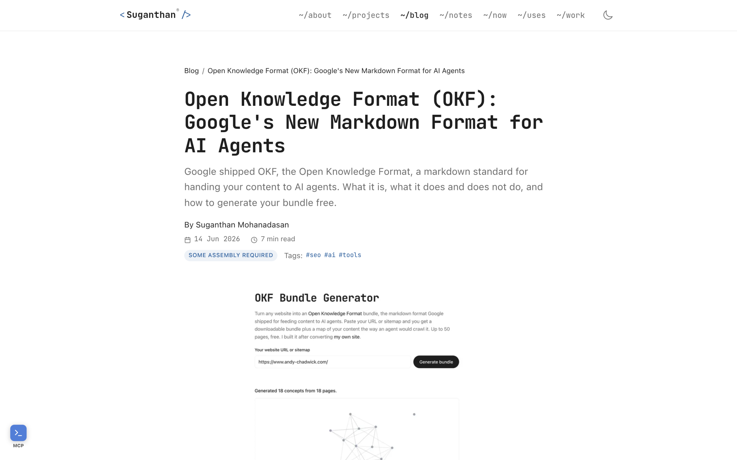 Technical SEO explainer showing the OKF directory structure served at the okf path