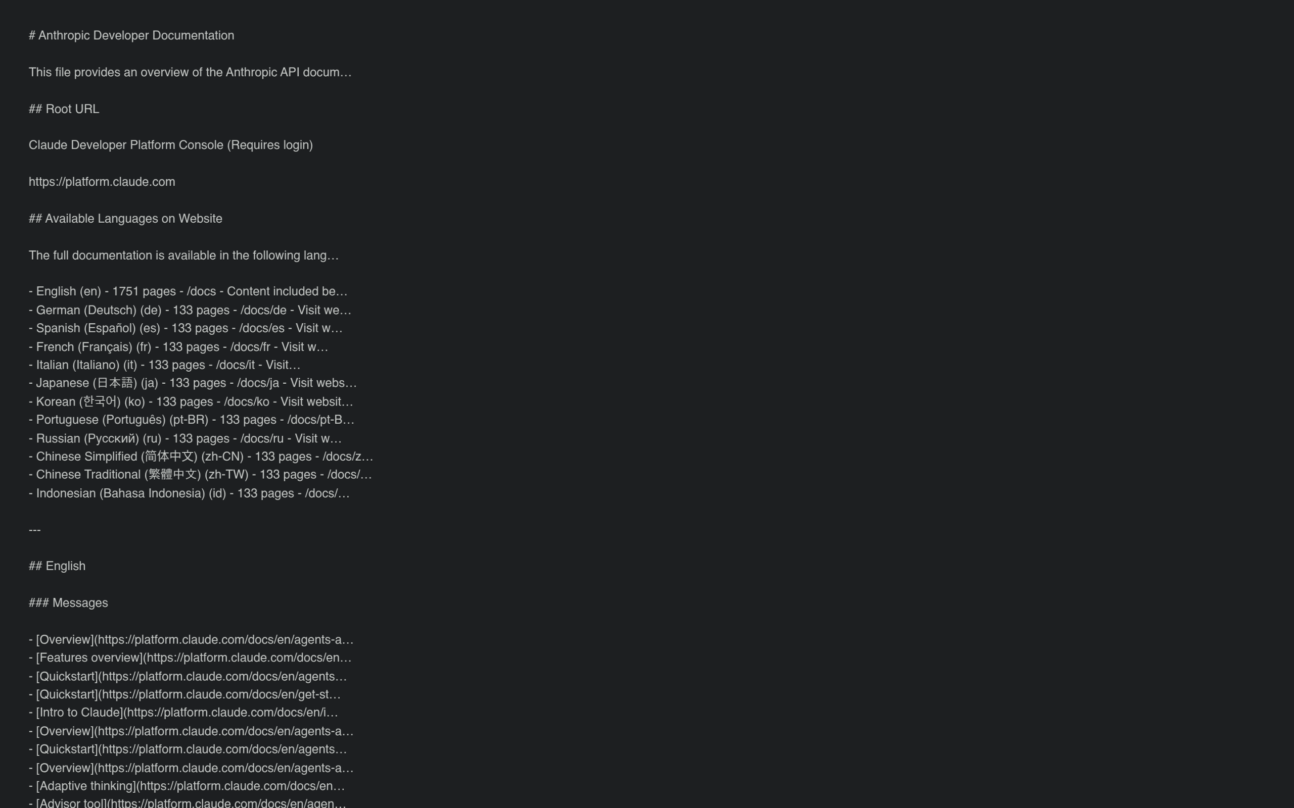 Anthropic llms.txt file example showing Markdown structure
