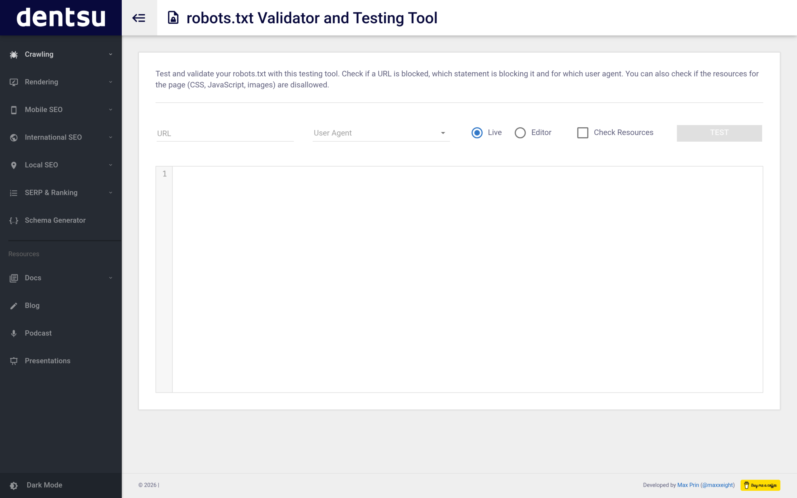 Online robots.txt generator tool at TechnicalSEO.com used as a starting template