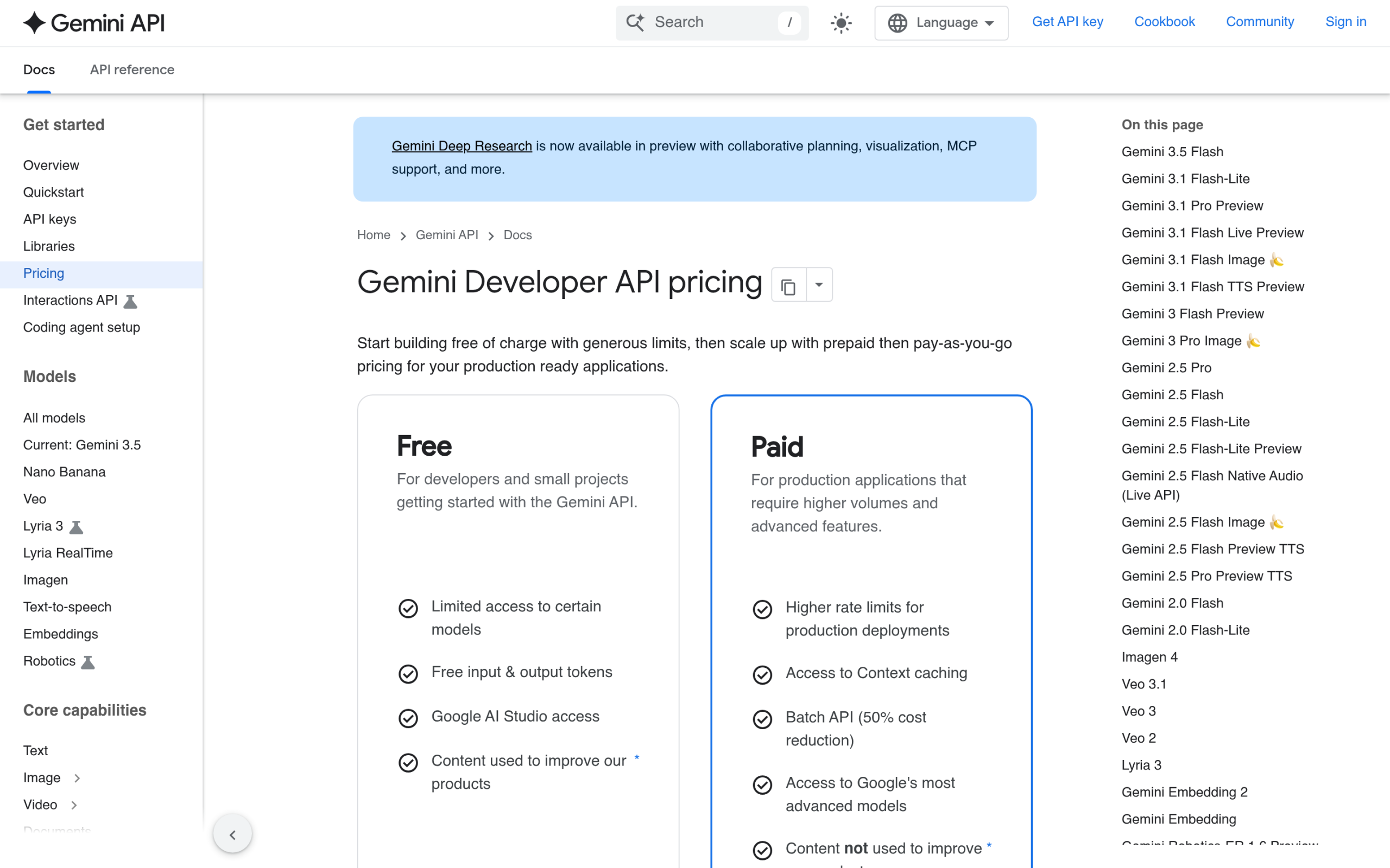 Gemini API pricing for Gemini 2.5 Flash and 2.5 Pro on Google AI for Developers