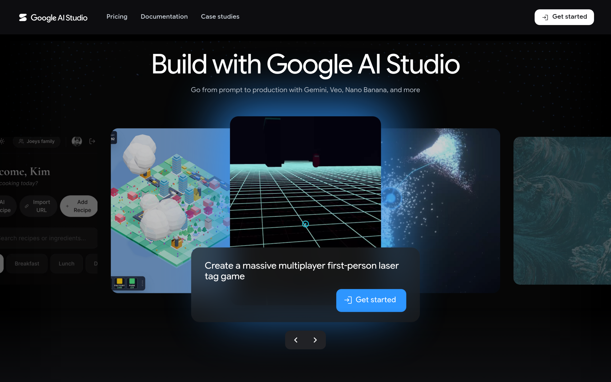 Google AI Studio welcome page where you create a Gemini API key