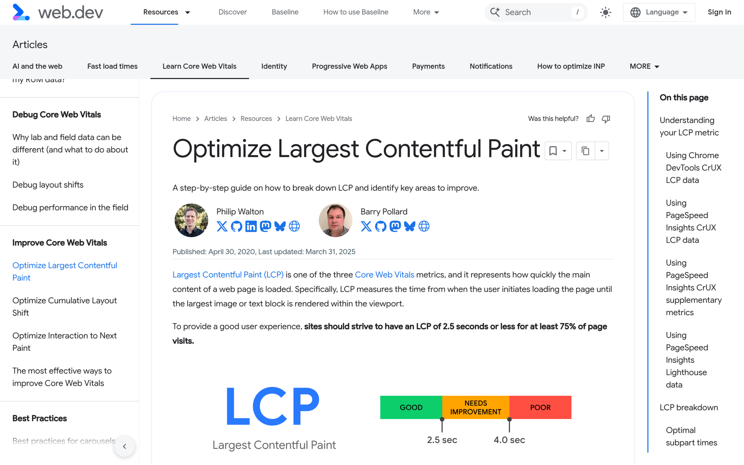 web.dev guide on optimizing Largest Contentful Paint