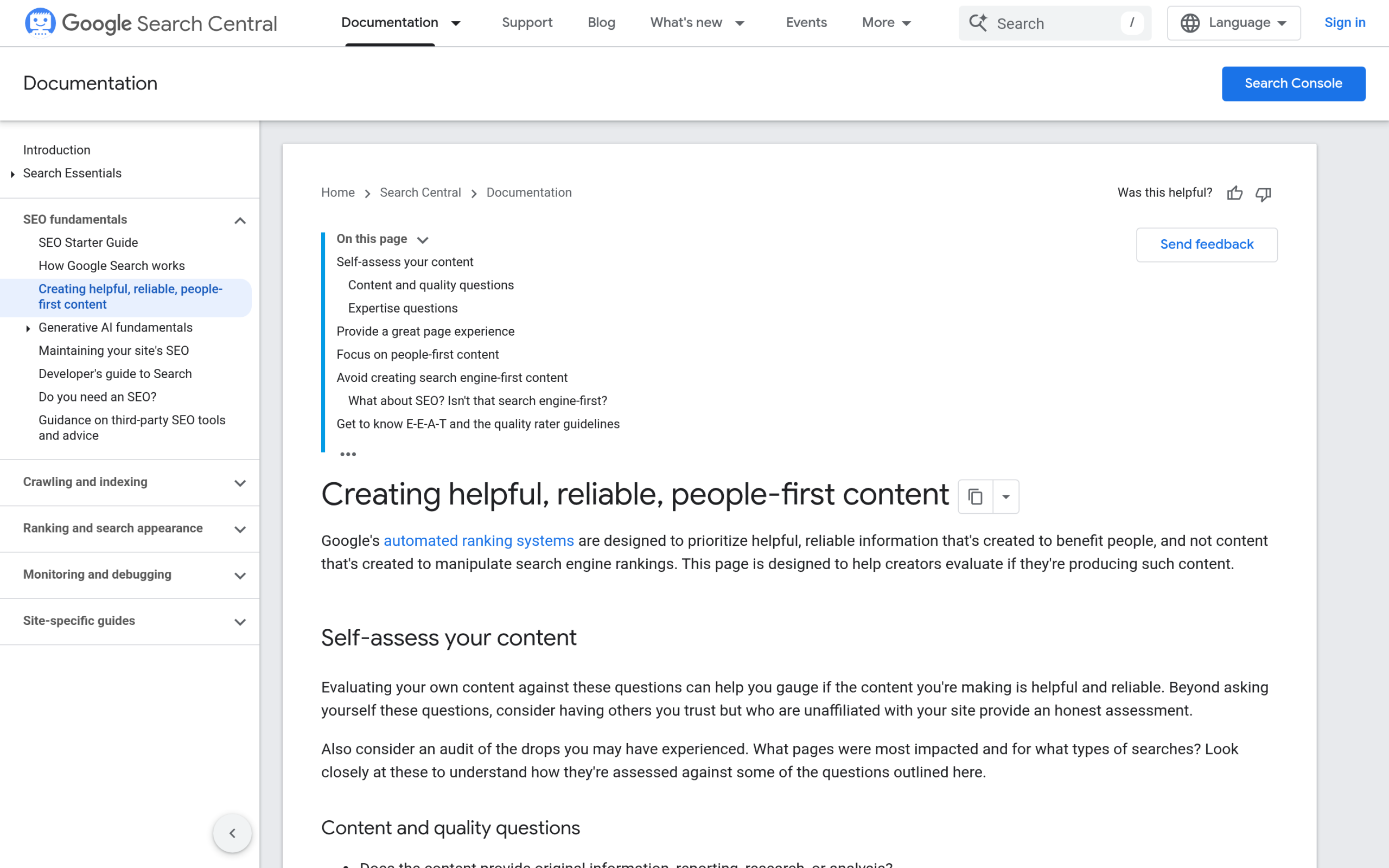 Google Search Central guidance on creating helpful people-first content
