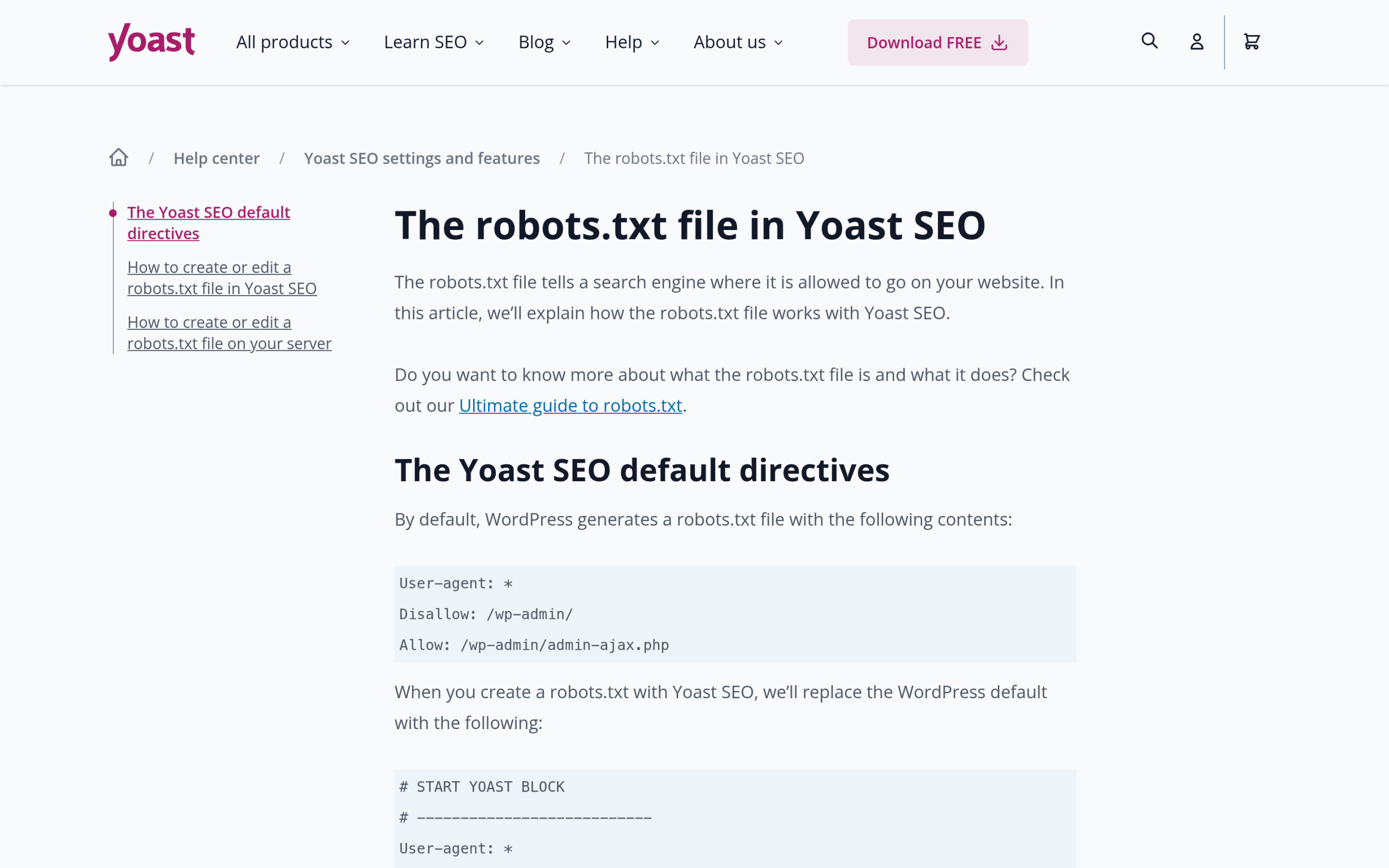 Yoast SEO file editor showing how to create and edit a robots.txt file in WordPress